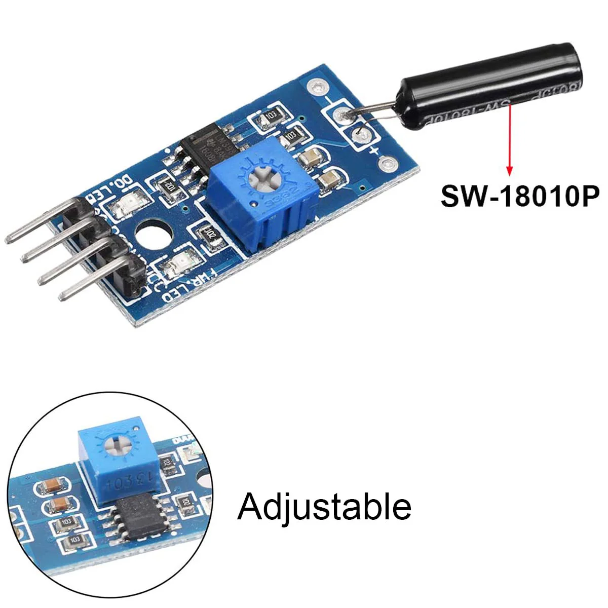 Youmile 10pcs High Sensitive Vibration Switch Sensor Module SW-18010P Alarm Sensor Module Vibration Module with DuPont Cable for Arduino - Image 2