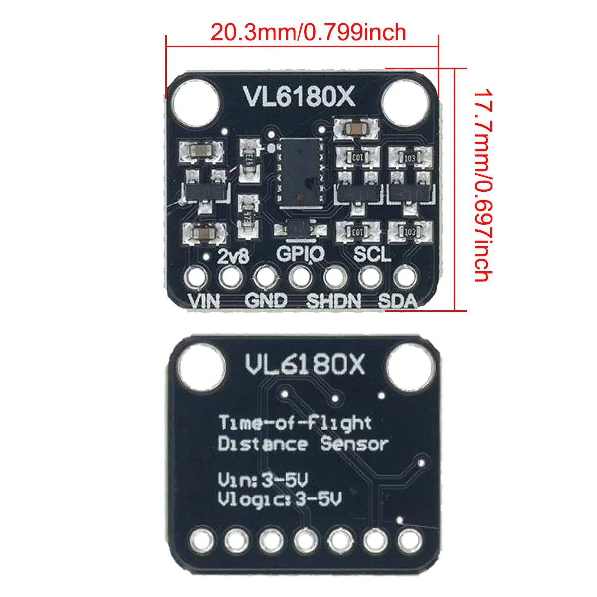Youmile 2 PCS VL6180 VL6180X Ranging Sensor, Optical Distance Measuring Sensor Module Gesture Recognition Sensor Ambient Light Sensor for I2C Interface DC 3-5V - Image 4