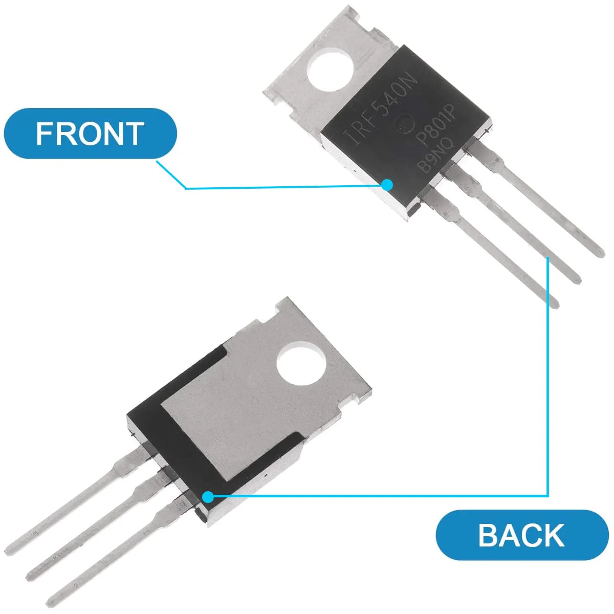 Youmile 20pcs IRF540 IRF540N Mosfet Transistor 33A 100V N-Channel Power MOSFET TO-220 with Heatsink Screw Disc Rubber Silicone Screwdriver for DIY and DIY - Image 2