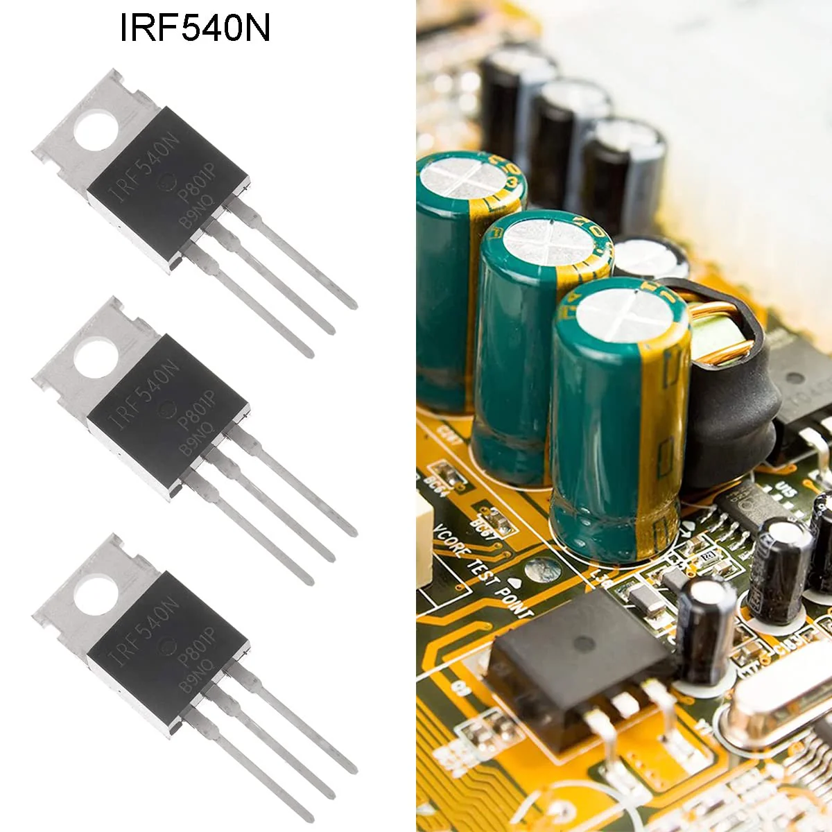 Youmile 20pcs IRF540 IRF540N Mosfet Transistor 33A 100V N-Channel Power MOSFET TO-220 with Heatsink Screw Disc Rubber Silicone Screwdriver for DIY and DIY - Image 7