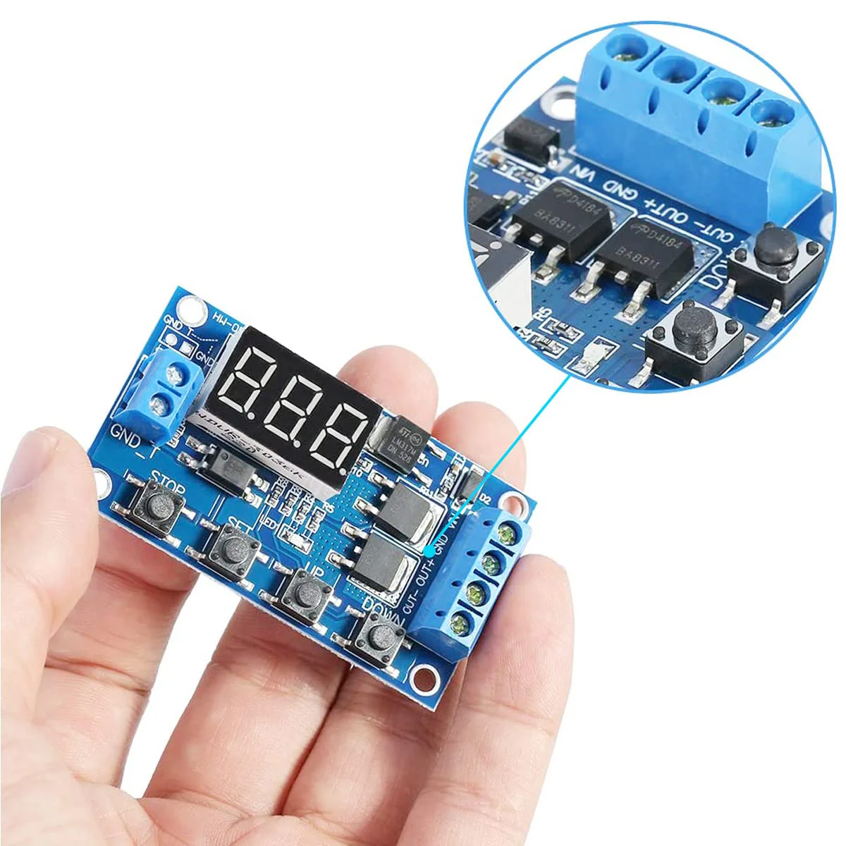 Youmile 2pcs Time Relay 230V - Interval 12V Control Switch 5V - 36V Digital LED Relay Board Timer Delay Module with Screwdriver Red and Black Cable - Image 2