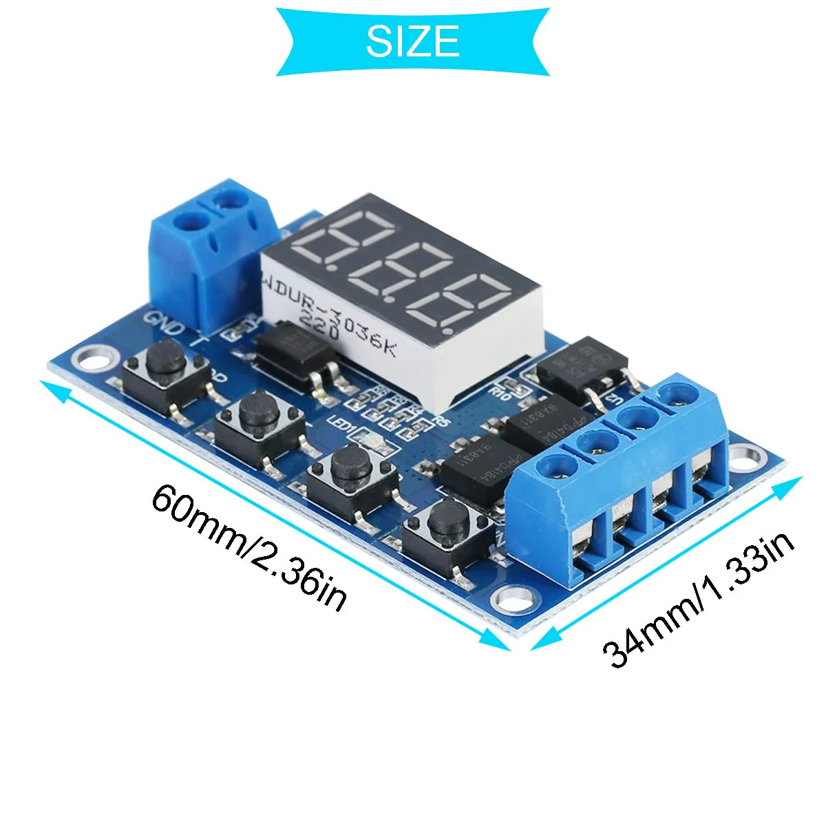 Youmile 2pcs Time Relay 230V - Interval 12V Control Switch 5V - 36V Digital LED Relay Board Timer Delay Module with Screwdriver Red and Black Cable - Image 4