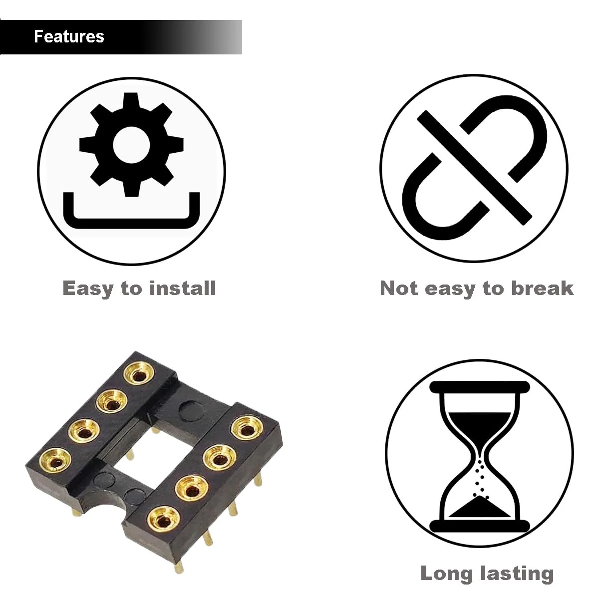 Youmile 30pcs DIP-8 IC Round Sockets, 2.54mm Pitch 8 Pin IC Socket Adapter Solder Connector Gold Plated Not Easy to Break with Tin Pin for DIY Electronics Experiment - Image 6