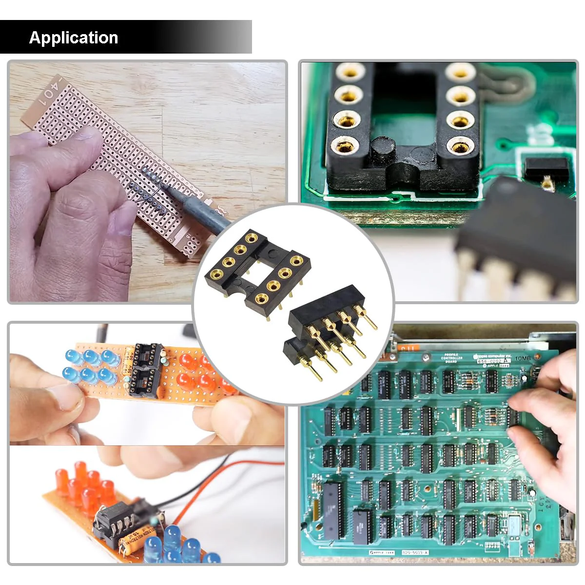 Youmile 30pcs DIP-8 IC Round Sockets, 2.54mm Pitch 8 Pin IC Socket Adapter Solder Connector Gold Plated Not Easy to Break with Tin Pin for DIY Electronics Experiment - Image 7
