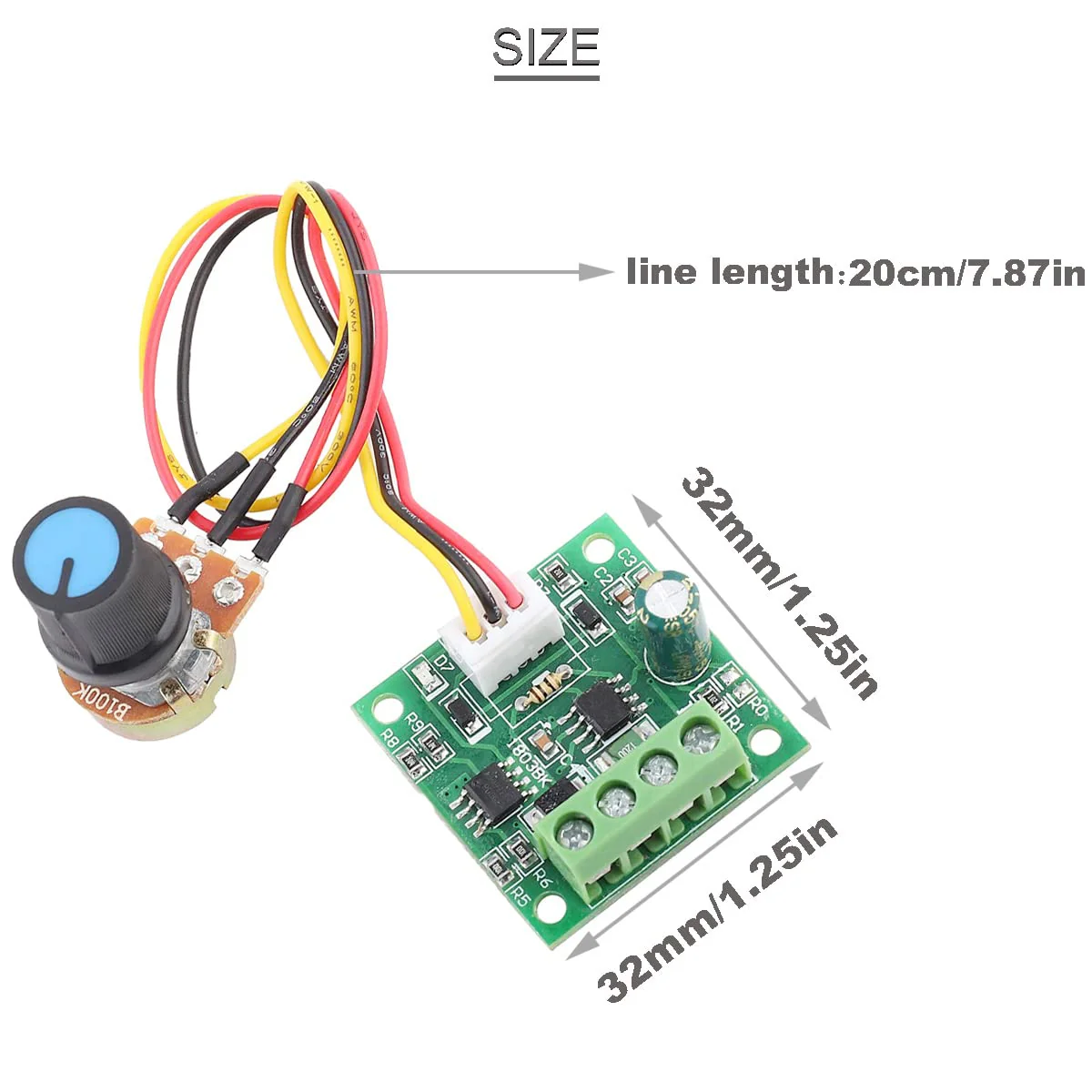 Youmile 4 pcs DC PWM Controller DC Motor Speed Controller module 1.8 V to 15 V 2A Rotary potentiometer Speed adjustment 1803BW B100K with screwdriver DC 1.8V~15V - Image 3