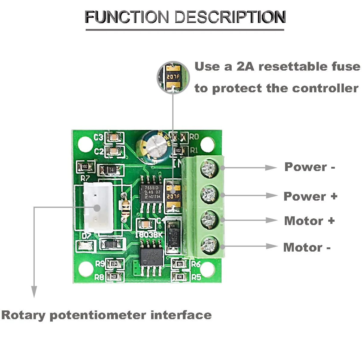 Youmile 4 pcs DC PWM Controller DC Motor Speed Controller module 1.8 V to 15 V 2A Rotary potentiometer Speed adjustment 1803BW B100K with screwdriver DC 1.8V~15V - Image 4