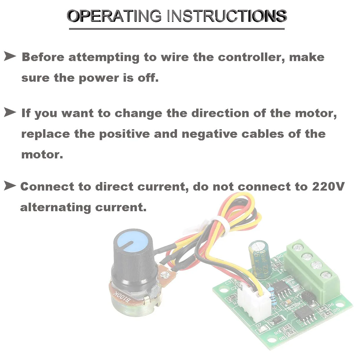 Youmile 4 pcs DC PWM Controller DC Motor Speed Controller module 1.8 V to 15 V 2A Rotary potentiometer Speed adjustment 1803BW B100K with screwdriver DC 1.8V~15V - Image 5