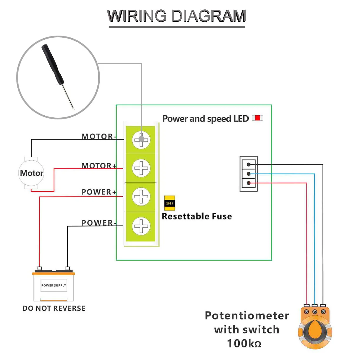 Youmile 4 pcs DC PWM Controller DC Motor Speed Controller module 1.8 V to 15 V 2A Rotary potentiometer Speed adjustment 1803BW B100K with screwdriver DC 1.8V~15V - Image 6