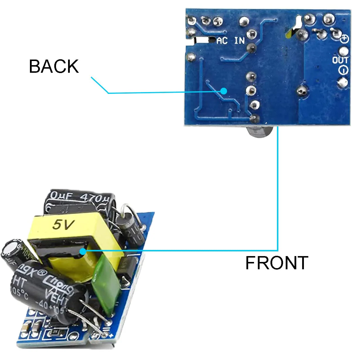 Youmile 5pcs AC-DC 5V 700mA 3.5W Buck Module Power Supply Buck Converter Step Down Module with Red and Black Cable 5V700mA (3.5W) old - Image 2