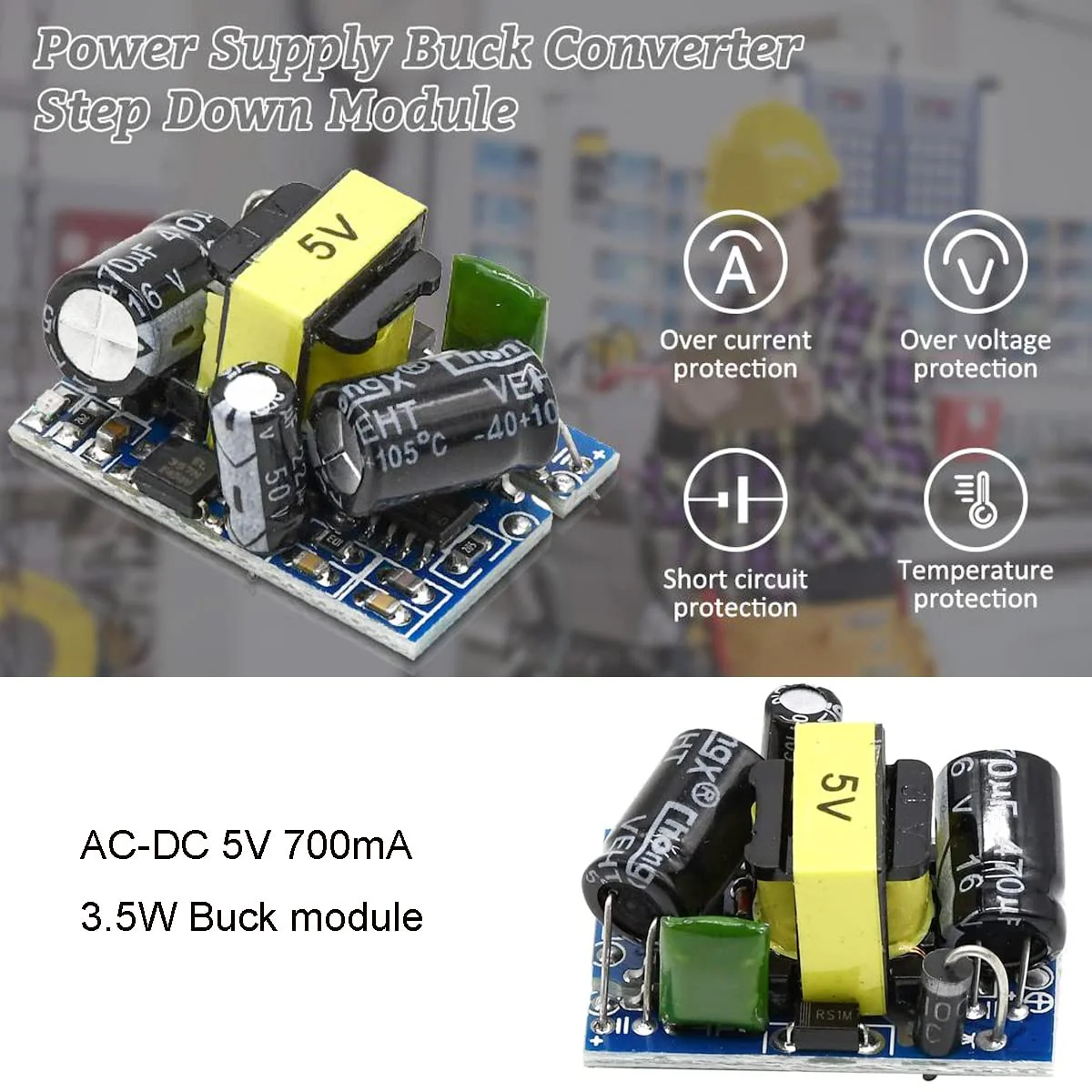 Youmile 5pcs AC-DC 5V 700mA 3.5W Buck Module Power Supply Buck Converter Step Down Module with Red and Black Cable 5V700mA (3.5W) old - Image 4