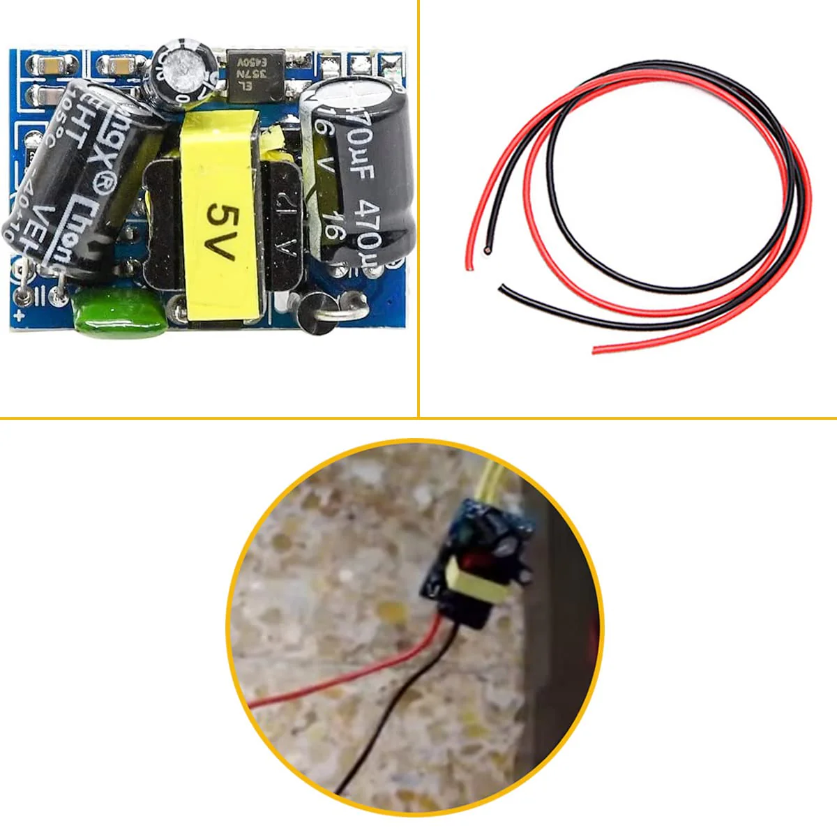 Youmile 5pcs AC-DC 5V 700mA 3.5W Buck Module Power Supply Buck Converter Step Down Module with Red and Black Cable 5V700mA (3.5W) old - Image 6