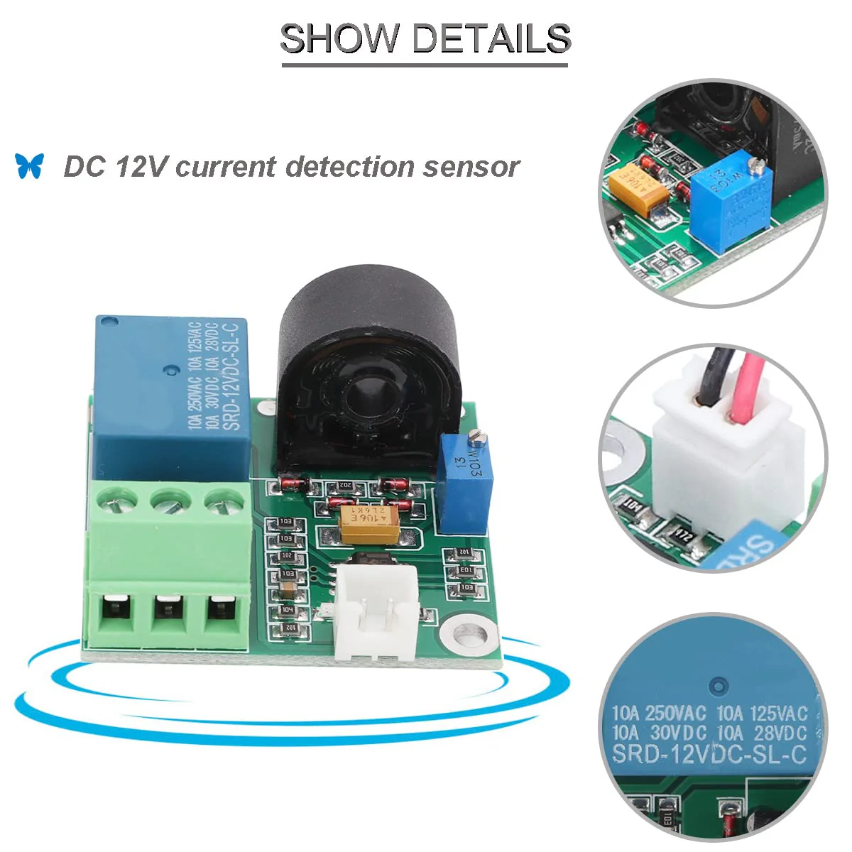 Youmile Current Detection Sensor AC Current Sensor Module 5V 12V 24V 0-5A Adjustable Relay Protection Module Overcurrent Protection Switching Output with Screwdriver (12V) Pack of 2 - Image 2