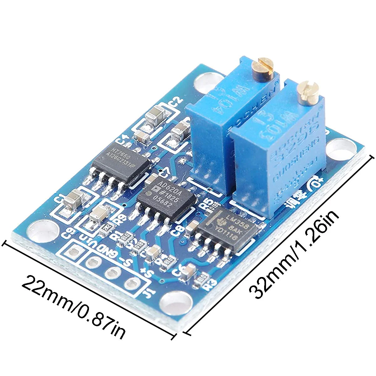 Youmile DC 3-12V Signal Amplifier AD620 1.5-1000 Adjustable Microvolt Millivolt Signal Amplifier Module High Precision with Header - Image 4