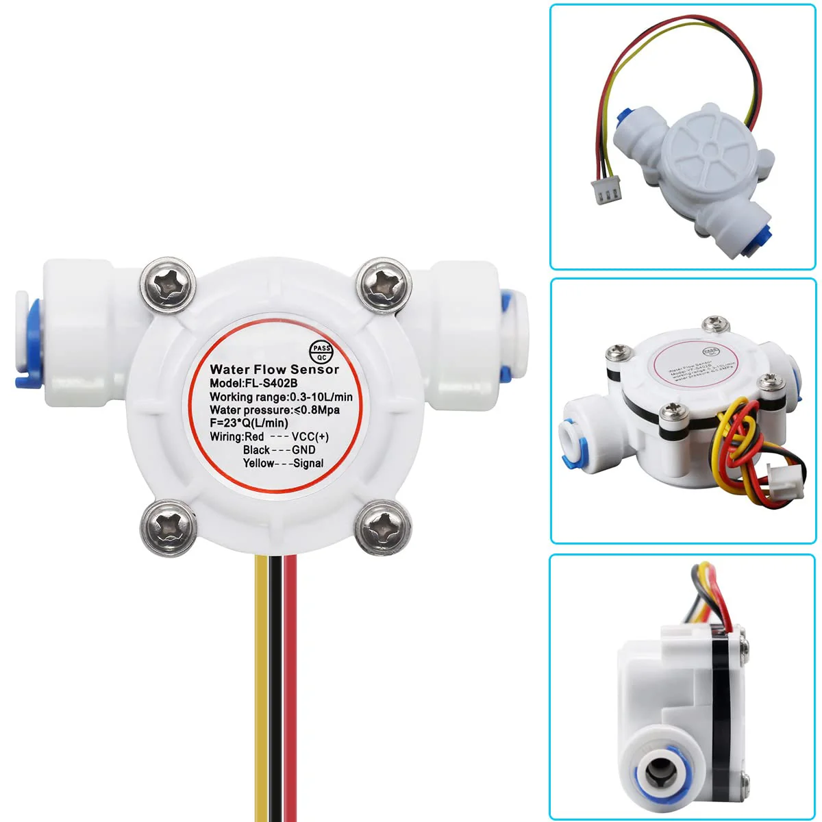 Youmile G1/4" Quick Connect Hall Effect Sensor Water Flow Sensor YF-S402B 0.3-10L/min Water Hall Effect Flow Sensor with Silicone Hose 6mm ID - Image 2