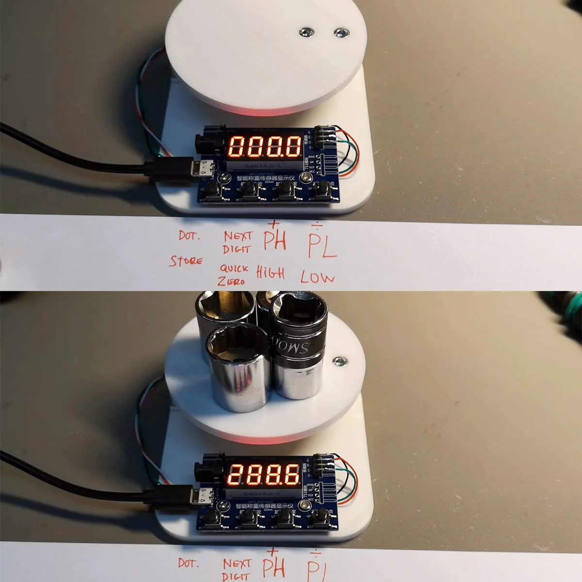 Youmile HX711 Digital Load Cell Module A/D Module Weight Pressure Sensor Display 24 Bit Weighing Device Electronic Scale Display Meter with Micro USB Cable Stand not included - Image 7