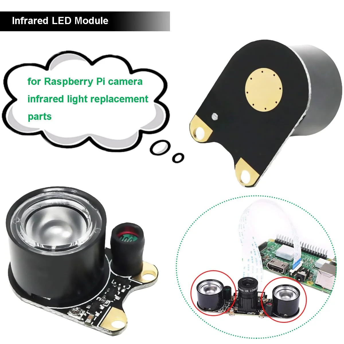 Youmile Infrared LED Module for Raspberry Pi Camera 3 W 850 nm IR Night Vision Infrared Spotlight Light Sensitive Lamp 2 Hole Spacing 13.66 mm Adjustable Resistance with Screwdriver Pack of 2 - Image 2