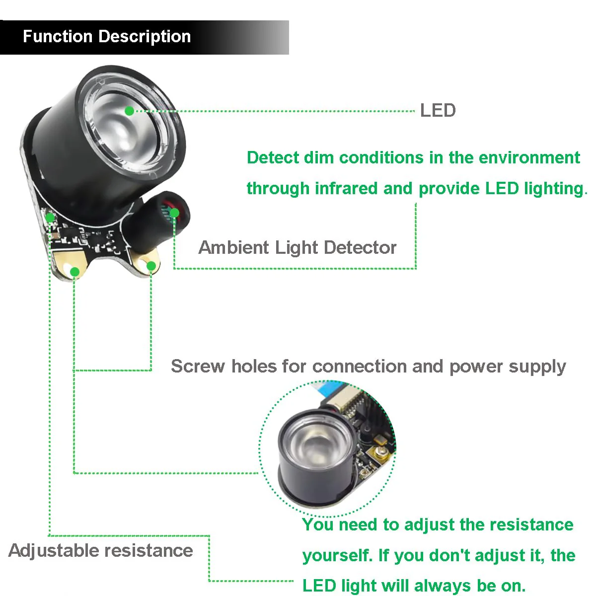 Youmile Infrared LED Module for Raspberry Pi Camera 3 W 850 nm IR Night Vision Infrared Spotlight Light Sensitive Lamp 2 Hole Spacing 13.66 mm Adjustable Resistance with Screwdriver Pack of 2 - Image 4