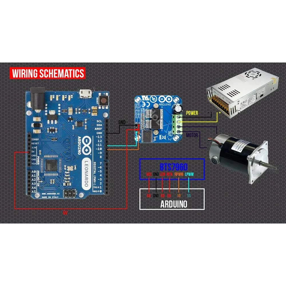 Youmile Motor Driver Module BTS7960B Double DC Stepper Motor Driver H-Bridge PWM Smart Car Driver Module for Arduino Current Limiting with DuPont Cable - Image 6
