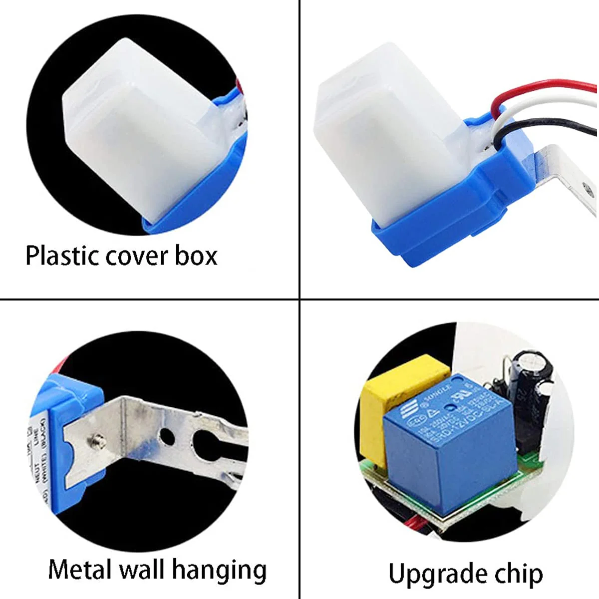 Youmile Twilight Switch AC DC 12V 10A Auto On Off Photocell Light Switch Light Sensor Switch Twilight Sensor Night Light Sensor Photo Switch Light Sensor Switch with Cable Cap Pack of 2 - Image 3