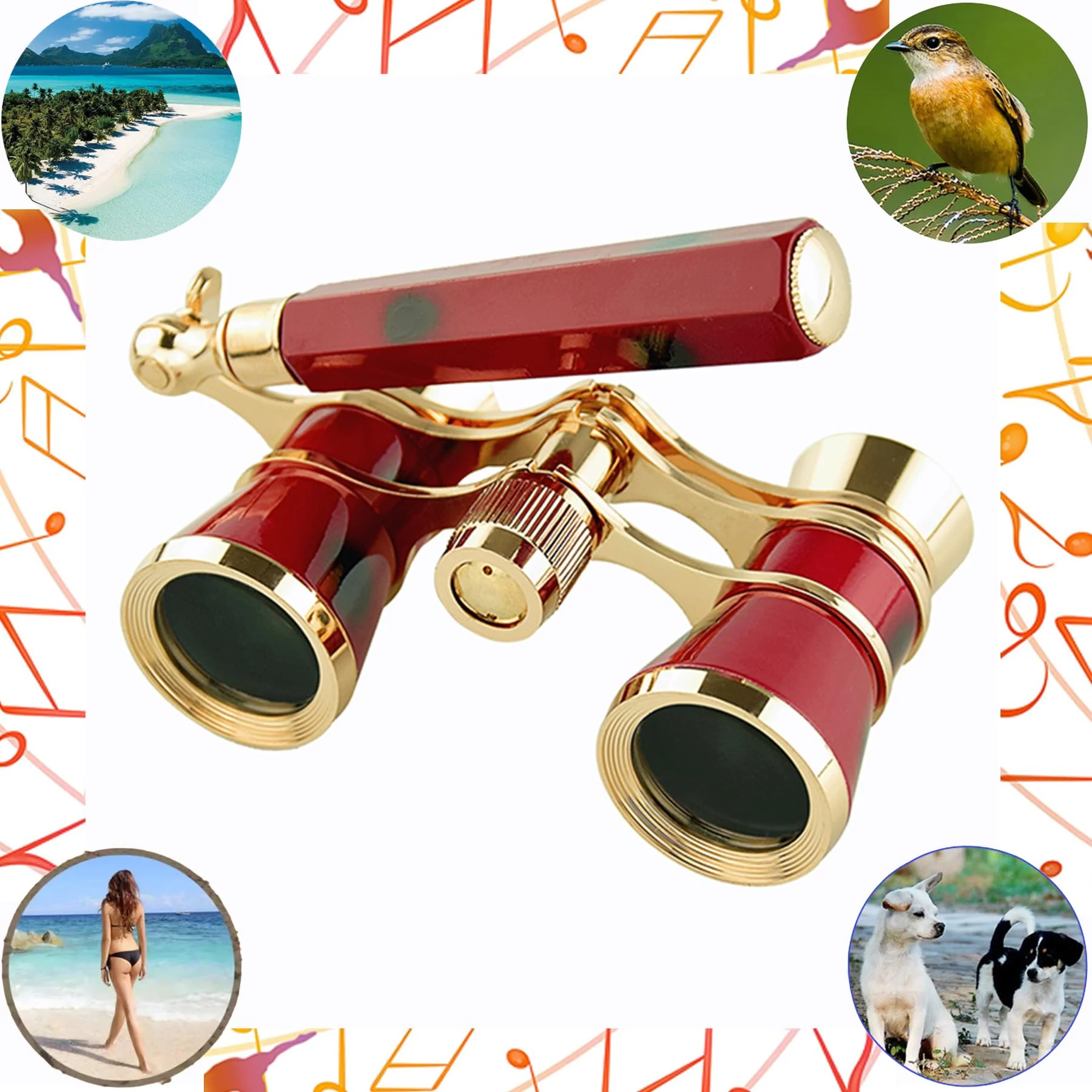 Yourelexit® Opera Glasses Binoculars 3X25 Lorgnette Theater Glasses Optical BK9 Mini Compact Lightweight Built-in Foldable Adjustable Handle Vintage for Adults Kids Women in Musical Concert Cinema - Image 5