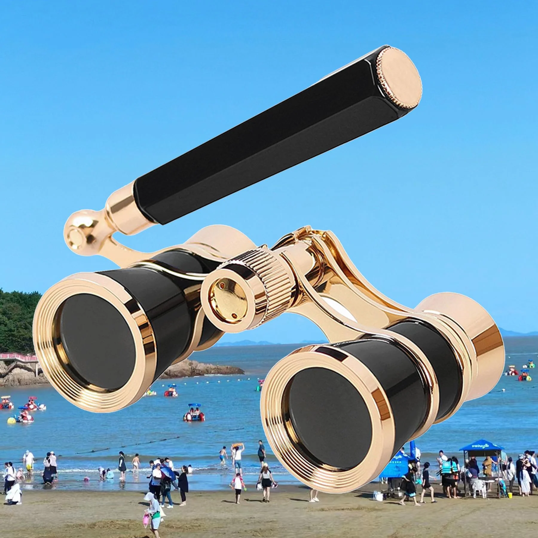 Yourelexit® Opera Glasses Binoculars 3X25 Lorgnette Theater Glasses Optical BK9 Mini Compact Lightweight Built-in Foldable Adjustable Handle Vintage for Adults Kids Women in Musical Concert Cinema - Image 3