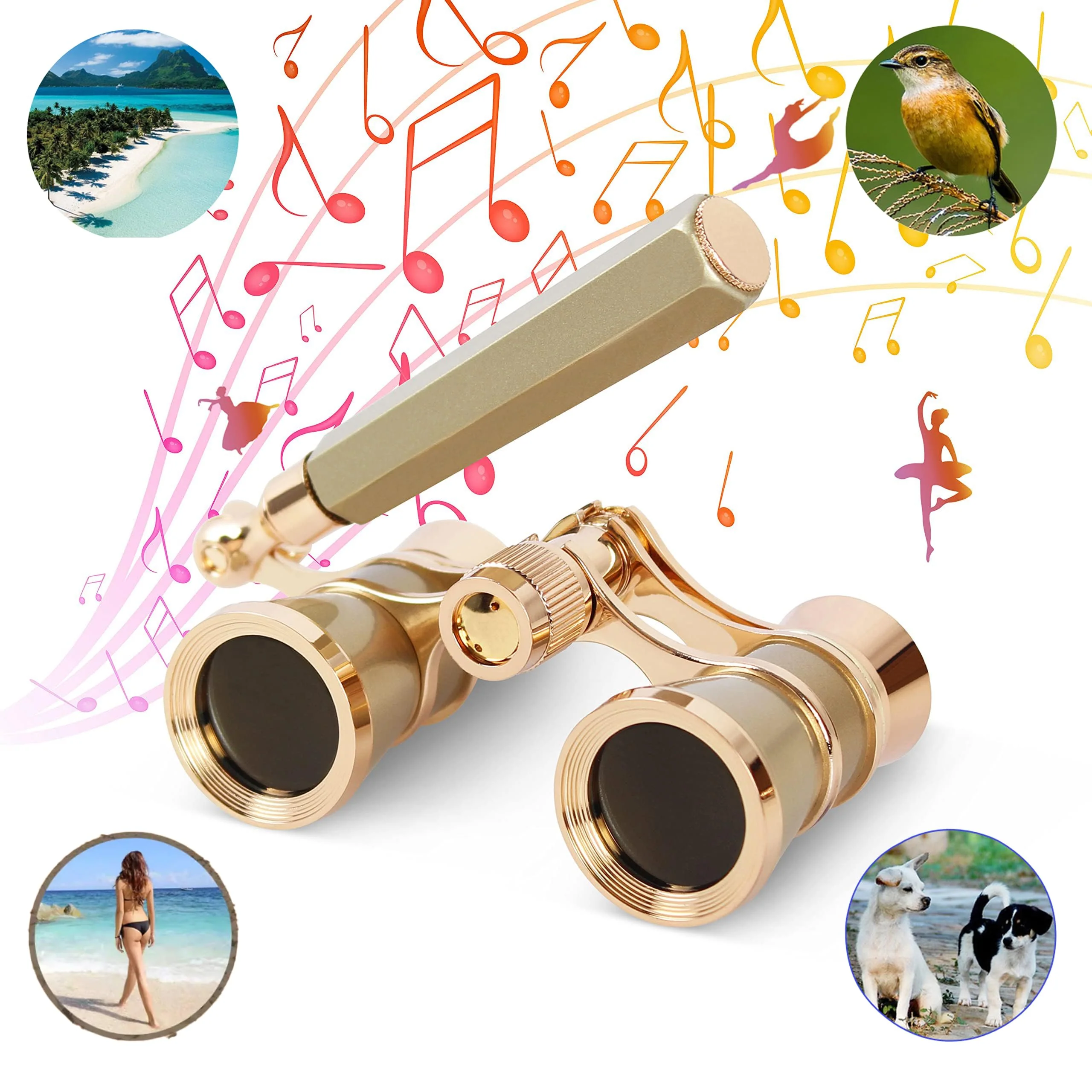 Yourelexit® Opera Glasses Binoculars 3X25 Lorgnette Theater Glasses Optical BK9 Mini Compact Lightweight Built-in Foldable Adjustable Handle Vintage for Adults Kids Women in Musical Concert Cinema - Image 5
