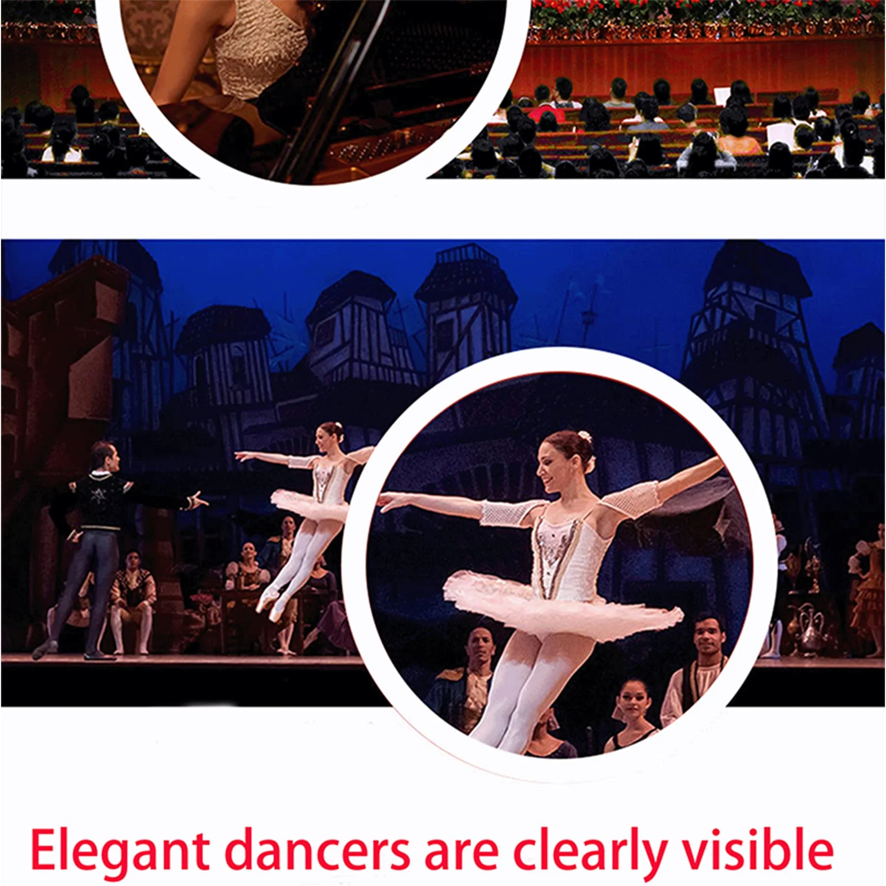 Yourelexit® Opera Glasses Binoculars 3X25 Lorgnette Theater Glasses Optical BK9 Mini Compact Lightweight Built-in Foldable Adjustable Handle Vintage for Adults Women Men in Musical Concert Cinema Gold With Handle and Neck Chain - Image 8