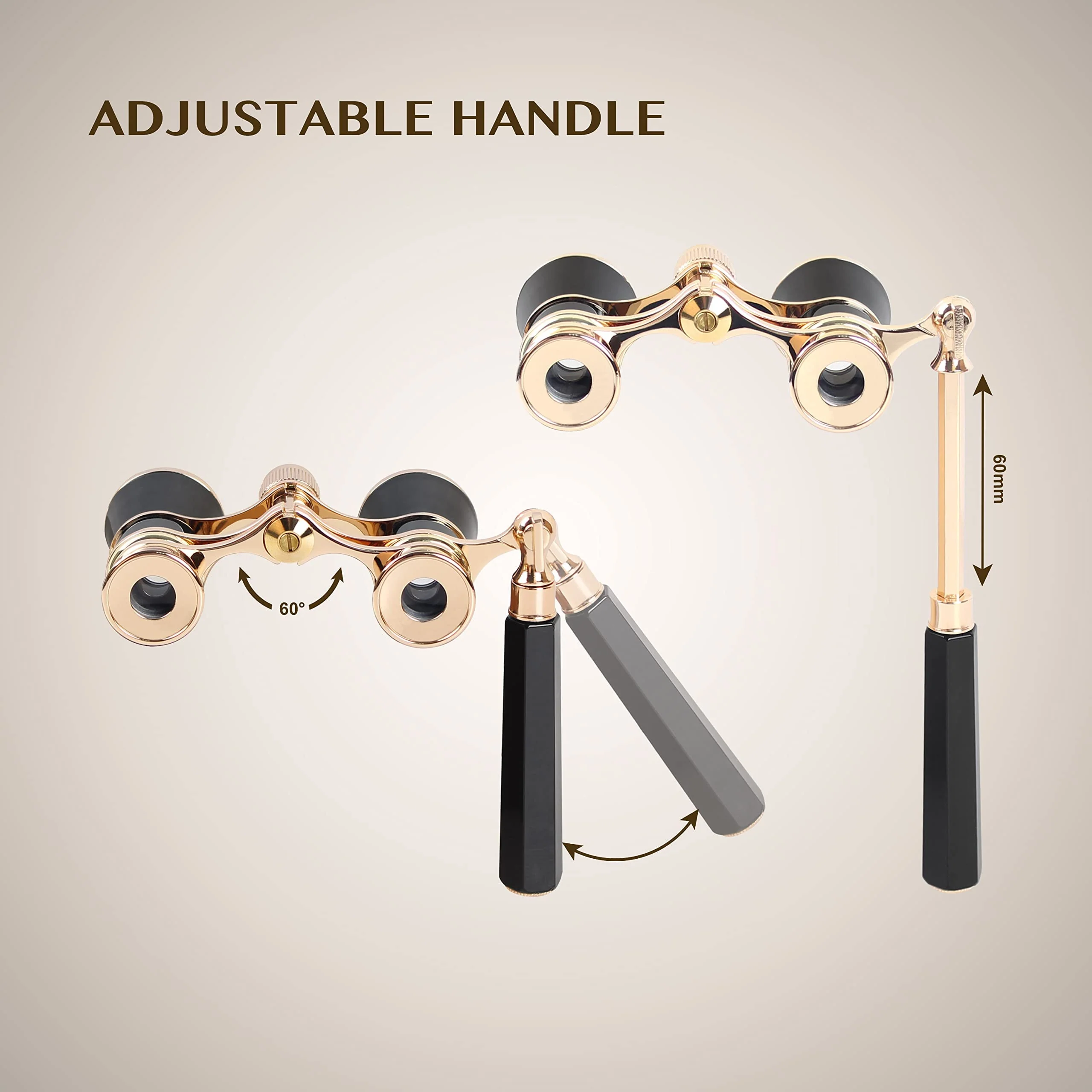 Yourelexit® Opera Glasses Binoculars 3X25 Lorgnette Theater Optical BK9 Glasses Mini Compact Lightweight Built-in Foldable Adjustable Handle Vintage for Adults Kids Women in Musical Concert Cinema - Image 8