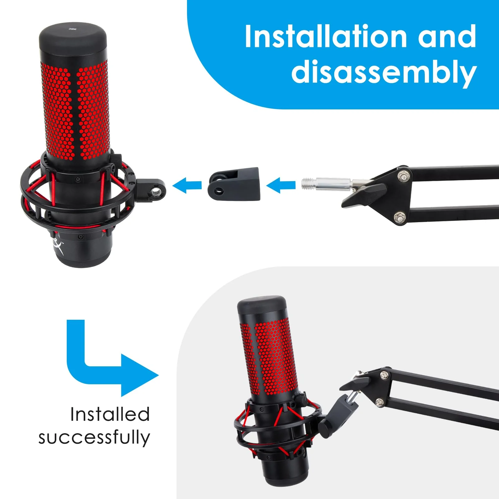 YOUSHARES HyperX Quadcast Mount Adapter for HyperX Quadcast s Mic - The HyperX Quadcast Boom Arm Replacement Adapter Get The Reliable Support and Allowing for More Diverse Content Creation Scenarios HyperX Quadcast Adapter - Image 6