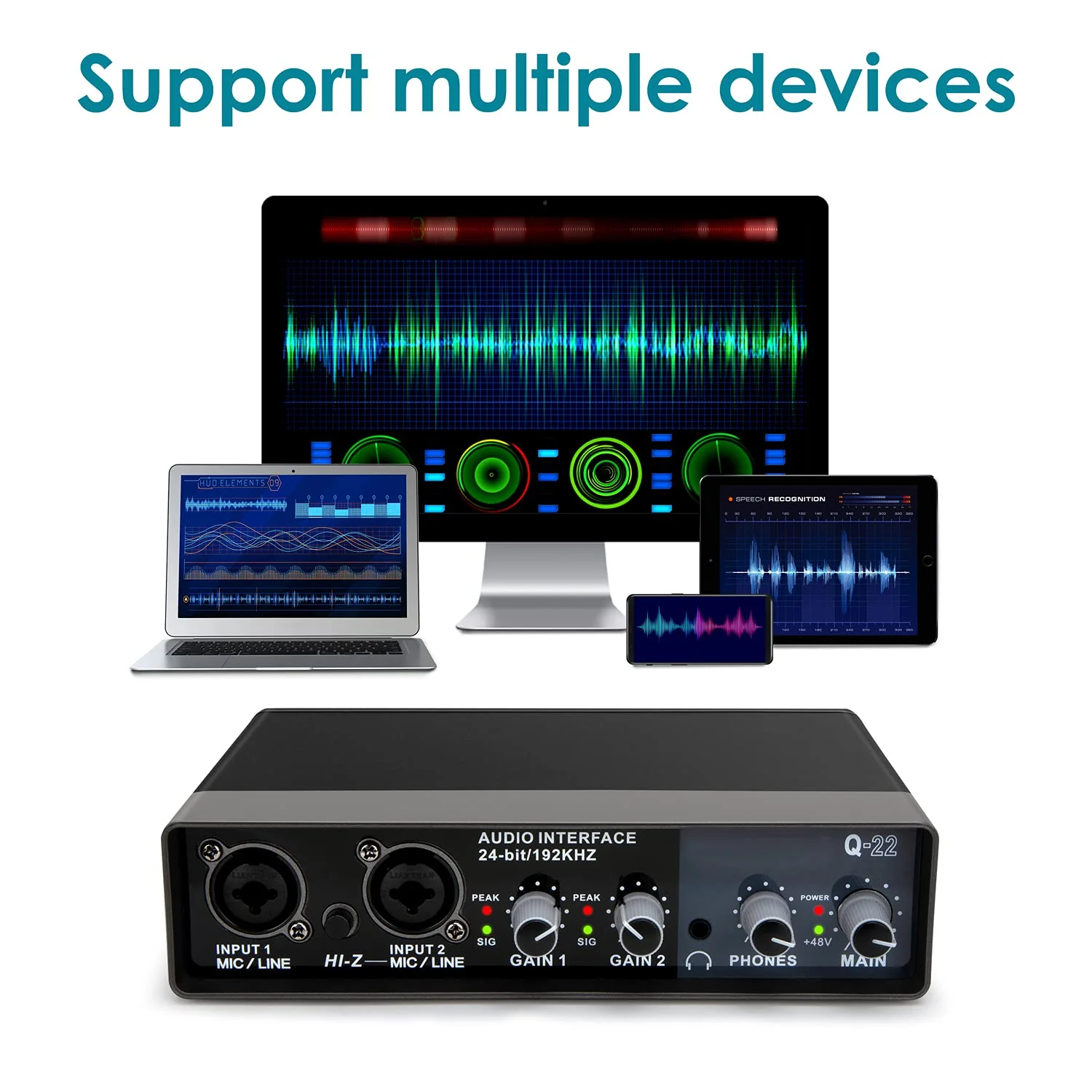 YOUSHARES USB Audio Interface for Recording Music, AudioBox Mic Preamps 48v 2 Channel for Streaming and Podcasting Recording MPN_Audio_Mixer_Q22_01 - Image 2
