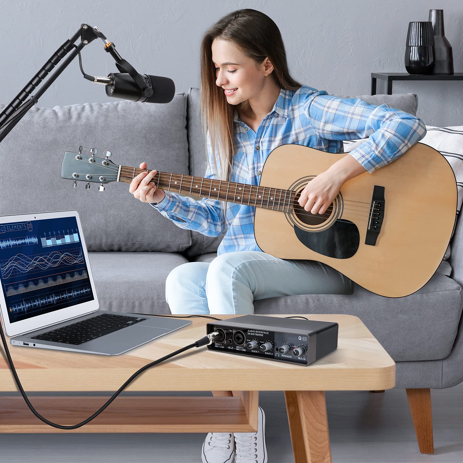 YOUSHARES USB Audio Interface for Recording Music, AudioBox Mic Preamps 48v 2 Channel for Streaming and Podcasting Recording MPN_Audio_Mixer_Q22_01 - Image 7