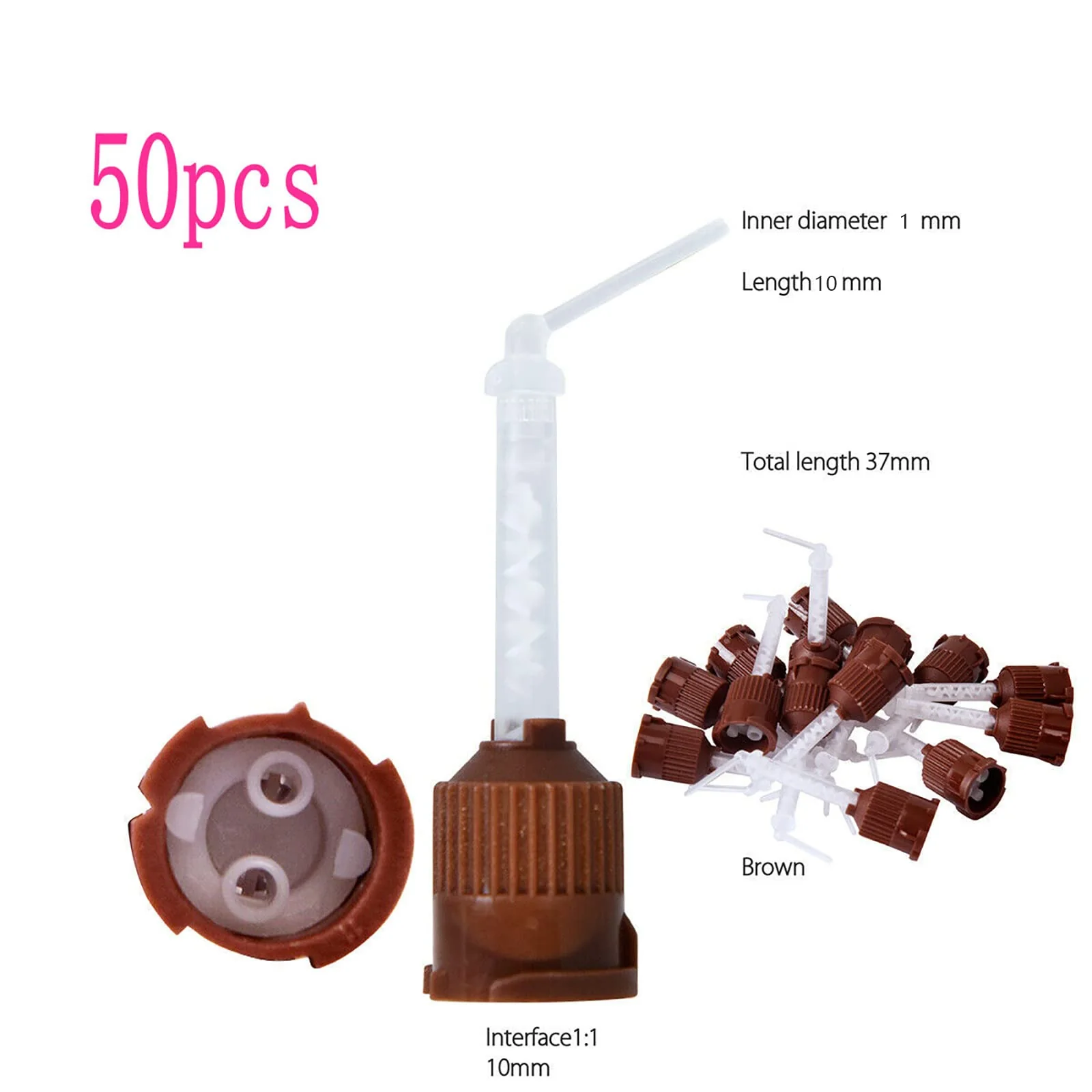YOUYA DENTAL Dental Impression Mixing Tips, 50 Pieces Dental Intra Oral Tips for Dentistry Materials Mixing Tube Disposable Silicone Rubber Head Lab Products - Brown - Image 7