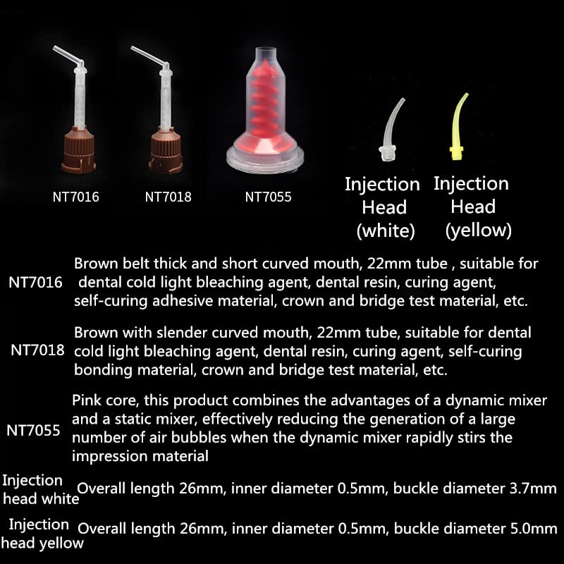 YOUYA DENTAL Dental Impression Mixing Tips, 50 Pieces Dental Intra Oral Tips for Dentistry Materials Mixing Tube Disposable Silicone Rubber Head Lab Products - Brown - Image 9