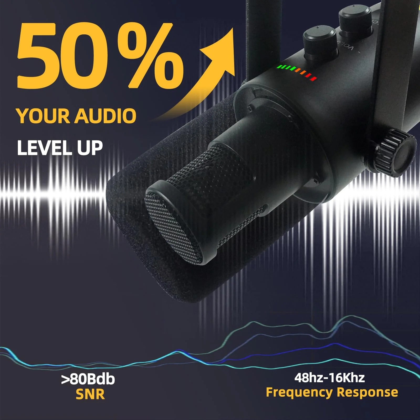 YU7 USB/XLR Dual-Mode Dynamic Gaming Microphone for PS5/PC/Mac/mobile Phones, 48kHz HiFi, Noise Reduction, RGB Gaming Light YouTube/TikTok Streaming Live mic, Can be Used for Microphone Stand - Image 8