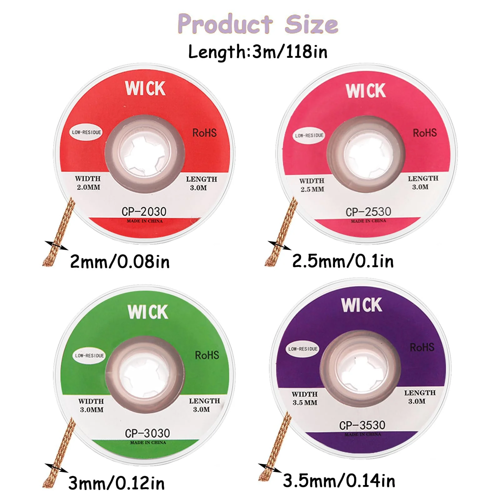 Yuannee Desoldering Wire, 4 Pieces Soldering Braid Copper Desoldering Wire Desoldering Wire with Flux Soldering Strips High Thermal Conductivity Soldering Wire Tin Desoldering Wire for PCB Repairs - 2 - Image 7
