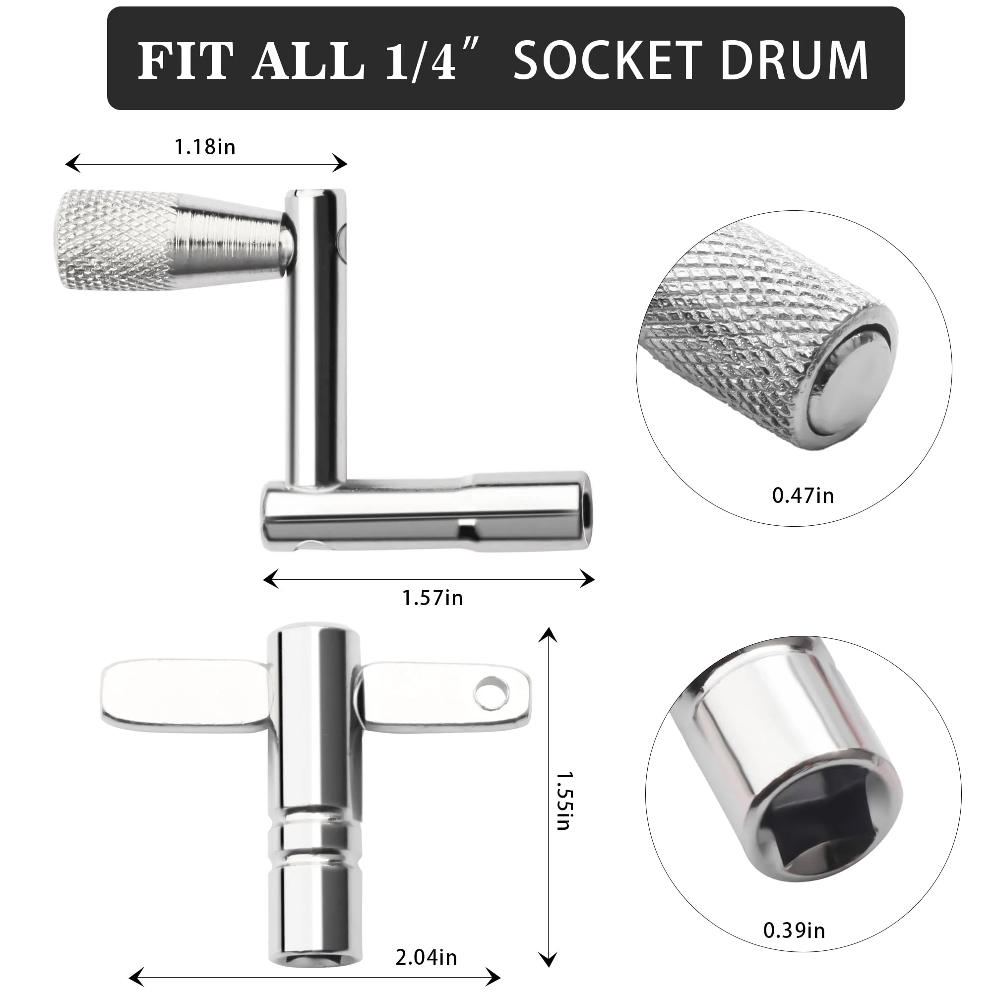YUBOLDA 4 Pack Drum Keys - Universal Tool for Tuning High Tension Drums, Includes Speed Key, Wrench Set, Multi-Tool Keychain, and Drill Bit for Perfect Tuning. - Image 2