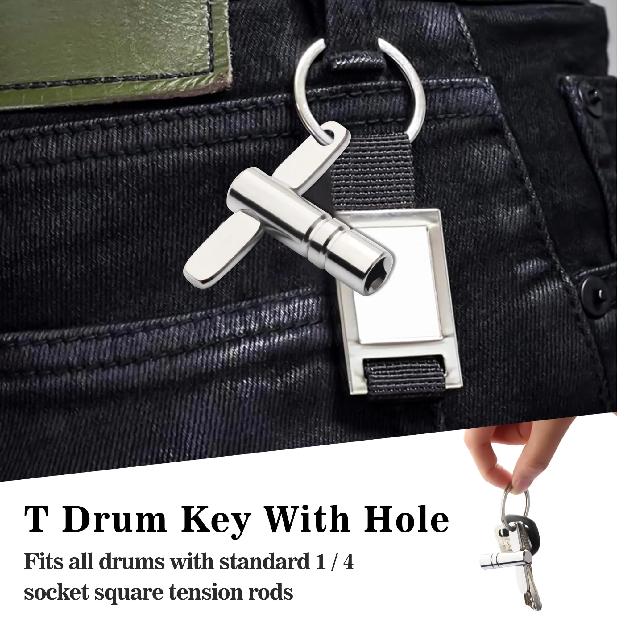 YUBOLDA 4 Pack Drum Keys - Universal Tool for Tuning High Tension Drums, Includes Speed Key, Wrench Set, Multi-Tool Keychain, and Drill Bit for Perfect Tuning. - Image 5