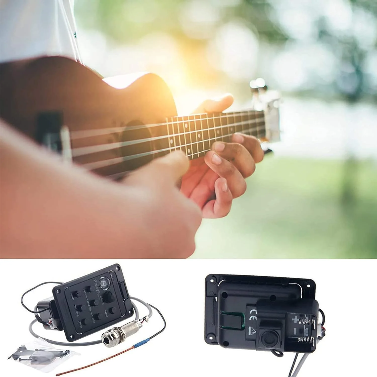 Yuehuam Acoustic Guitar EQ Equalizer Onboard Preamp Pickup Tuner Guitar Tool for Acoustic Guitar Musical Instrument EQ Equalizer Guitar Preamp - Image 7