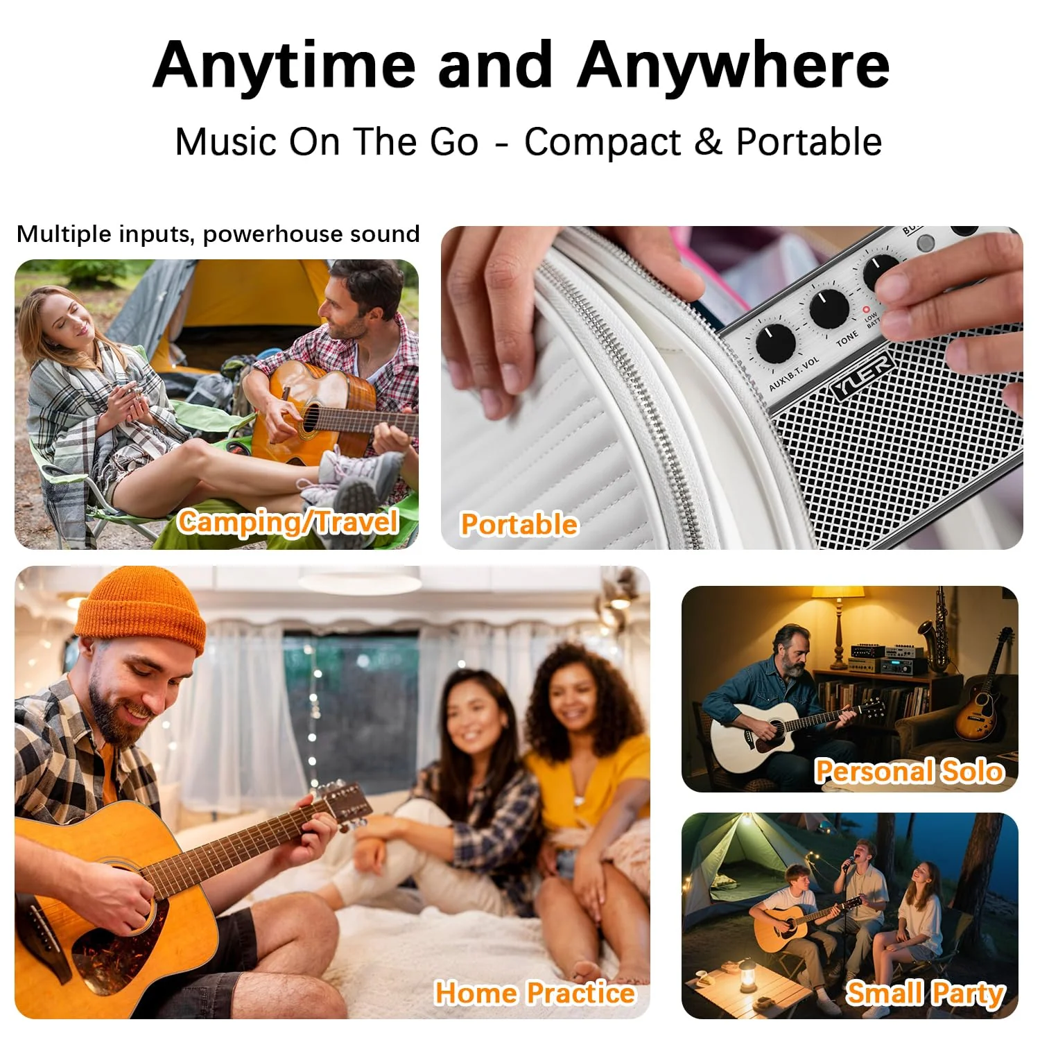 Yuer BA-10Pro 10W Acoustic Guitar Amp, Portable Vocal & Guitar Amplifier with Digital Delay/Reverb Effect Headphone Jack/OTG Wireless Small Guitars Amp for Recording, Practice, Travel with Carry Bag - Image 7