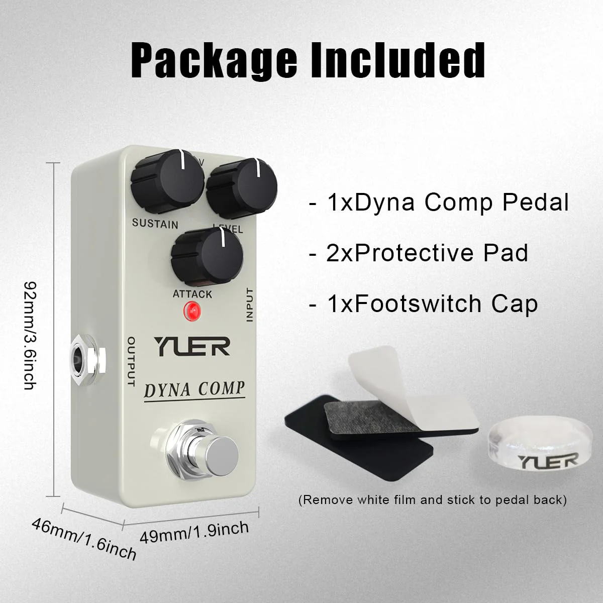 YUER Beginner Guitar Compressor Pedal Mini Dyna Compression Effect Pedal for Electric Guitar Analog Comp Easy to Use True Bypass Aluminum Case with Footswitch Cap - Image 6