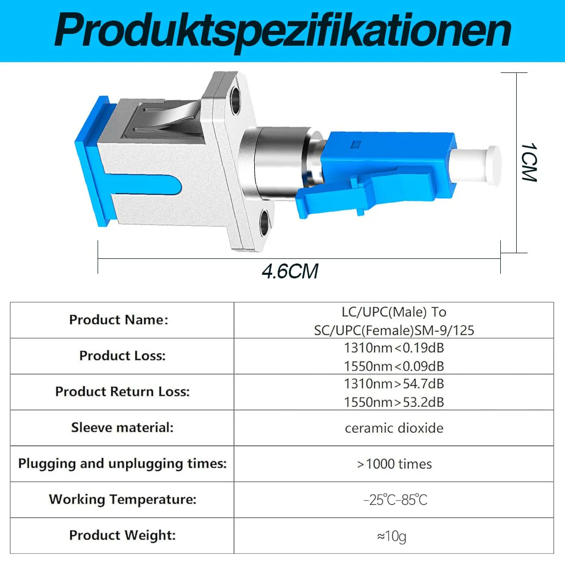 Yuragim Pack of 2 Fibre Optic Adapter, SC/APC Female to LC/APC Male Singlemode, Lc/APC to Sc/APC, LC to SC Adapter for Durable & Fast Fibre Optic Coupling, 0.2 dB Low Loss (SC/APC-LC/APC) - Image 2