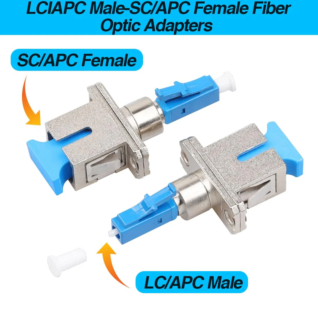 Yuragim Pack of 2 Fibre Optic Adapter, SC/APC Female to LC/APC Male Singlemode, Lc/APC to Sc/APC, LC to SC Adapter for Durable & Fast Fibre Optic Coupling, 0.2 dB Low Loss (SC/APC-LC/APC) - Image 3