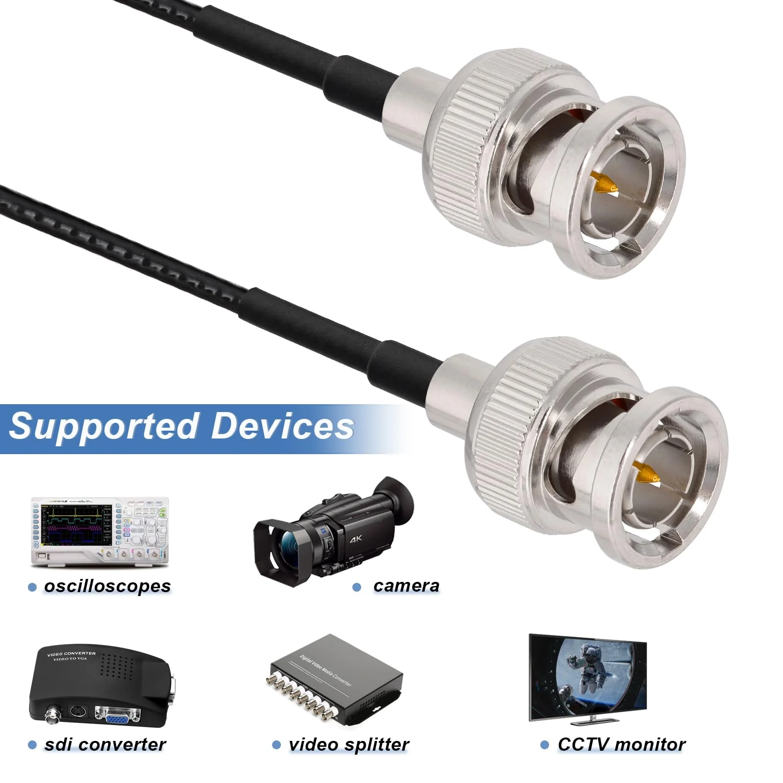 Yuslao SDI Cable 25FT 75 Ohm BNC Male to Male RG179 Coaxial Cable for 4K 1080P 3G HD SDI Camera Monitor Video Recorder SDI Converter Splitter Switcher（Straight,2Pcs） Straight to Straight - Image 5