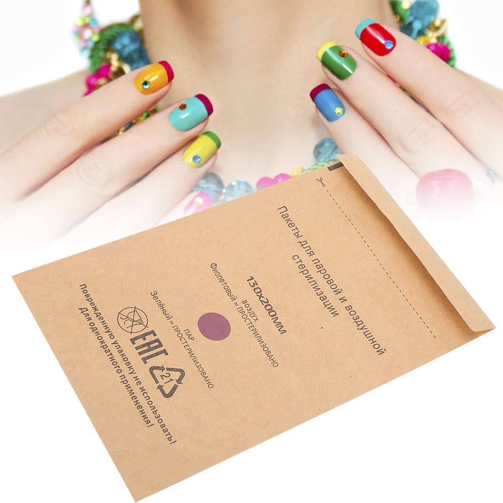 YUYTE 100 Disposable Sterilisation Self Sealing Cleaning Bags, Autoclave Kraft Paper Cleaning Bags for Dentist Tools and Nail Art Accessories (130 x 200 mm) 130*200mm - Image 6