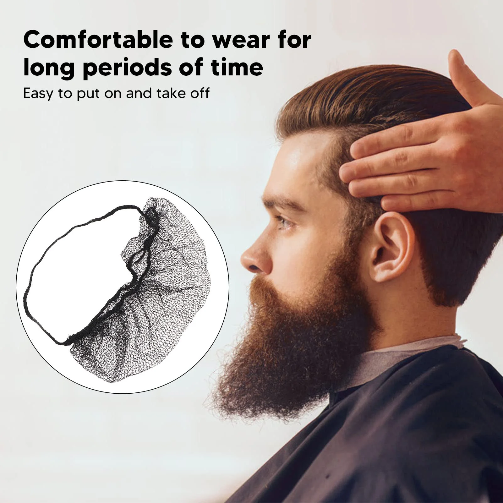 YUYTE Beard Protection Nets, Pack of 100 Nylon Beard Nets, Beard Protection, Disposable Nylon, Elastic, Breathable, Latex-Free, Beard Protection Nets (Black) Black - Image 2