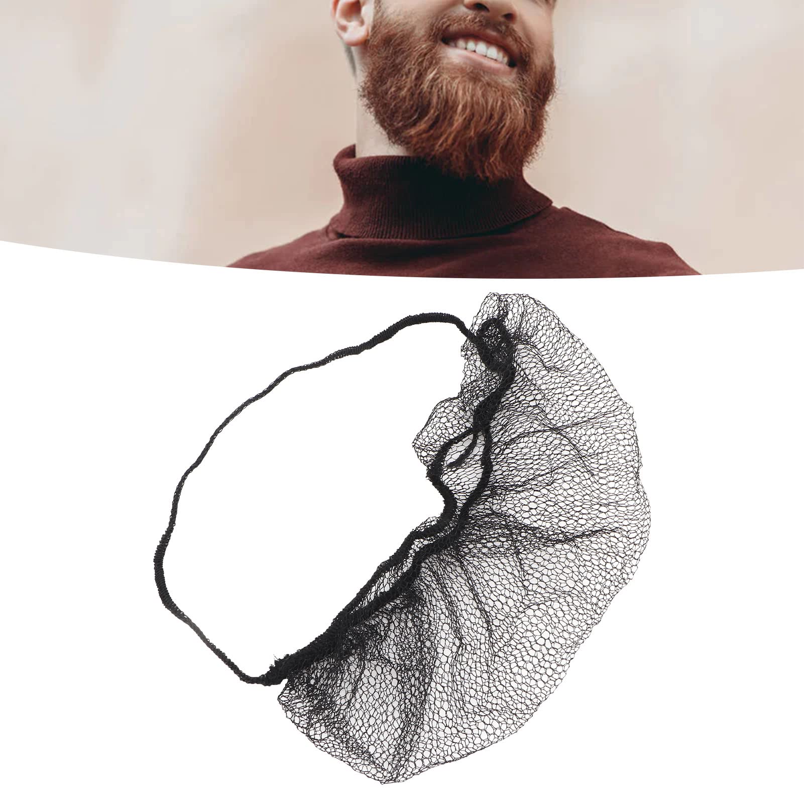 YUYTE Beard Protection Nets, Pack of 100 Nylon Beard Nets, Beard Protection, Disposable Nylon, Elastic, Breathable, Latex-Free, Beard Protection Nets (Black) Black - Image 4