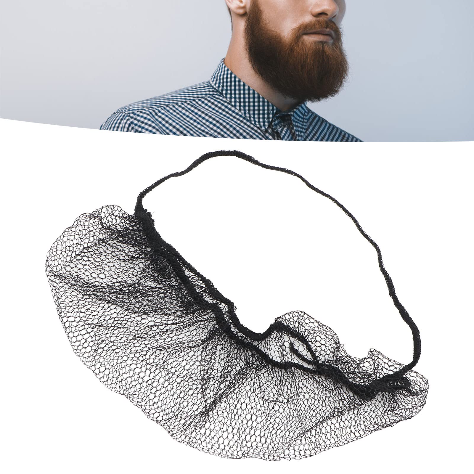 YUYTE Beard Protection Nets, Pack of 100 Nylon Beard Nets, Beard Protection, Disposable Nylon, Elastic, Breathable, Latex-Free, Beard Protection Nets (Black) Black - Image 5