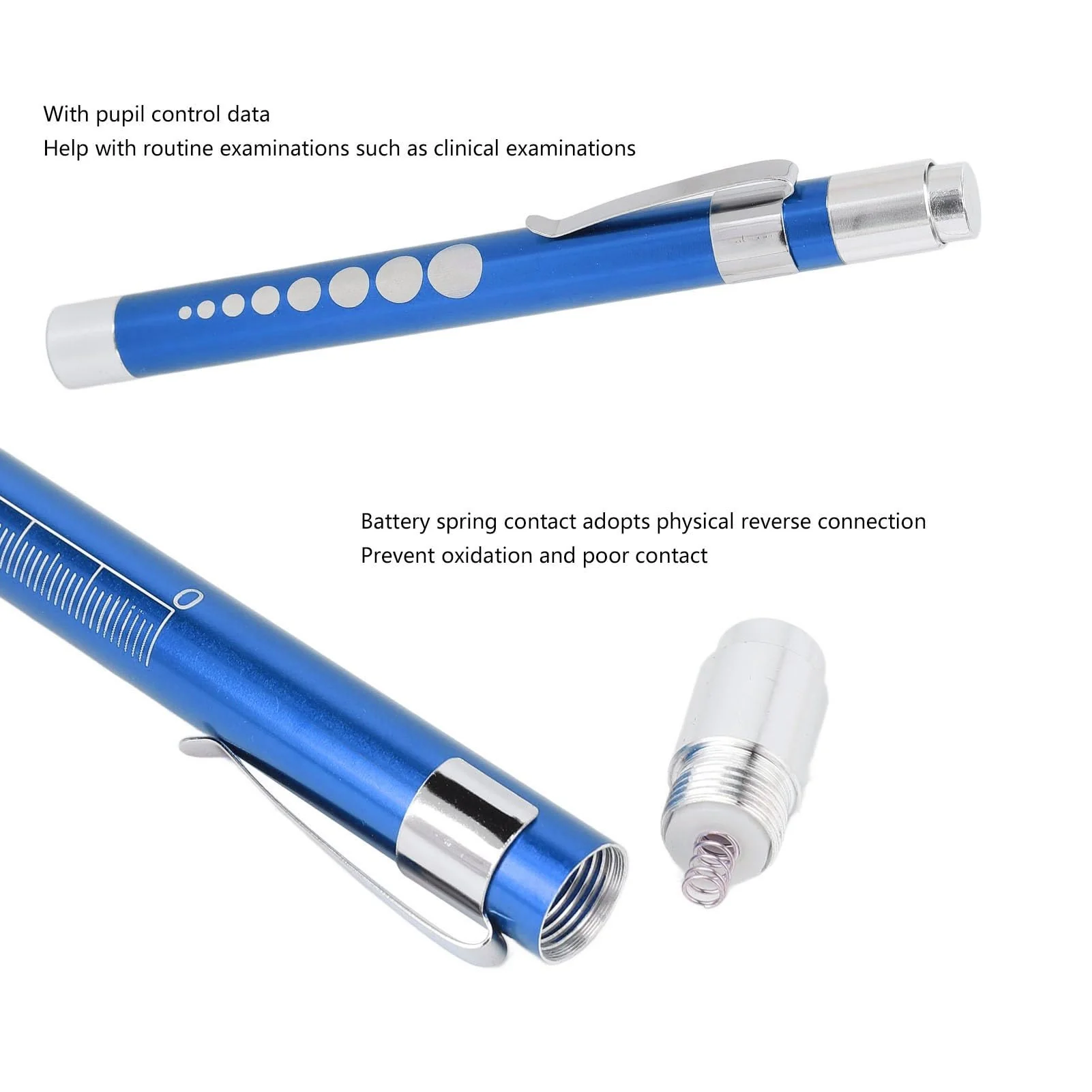 YUYTE Pen Light with Pupil Gauge, LED Pen Light, Yellow Lighting, Concave Head, Aluminium Alloy, Medical Pen Light with Pupil Gauge, for Ear, Nose, Throat (Blue) - Image 4