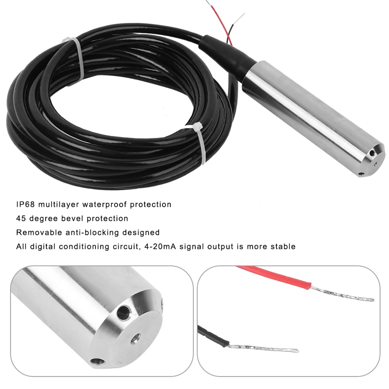 YWBL-WH TL - 136 Liquid Level Transmitter Water Oil Level Sensor Detector 24VDC 420mA Signal Output (0-3m) Transmitter 0-3m - Image 3