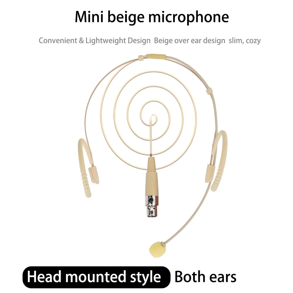 YXG Headworn Earset Over Ear Hanging Mic Beige Low Profile Light-Weight Microphone Compatible with AKG Wireless System Bodypack Transmitter,with 1.45m Cable Mini XLR Plug - Image 2
